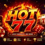 HOT77 Game APK download interface featuring slots games, rewards, bonuses, and online gaming options for Pakistan 2026.